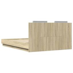 Berkfield Home Bed Frame with LED without Mattress Sonoma Oak 140x200 cm in Light Oak - thumbnail 8