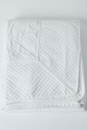 Homescapes Luxury Quilted Velvet Bedspread Geometric Pattern Throw in Cream - Size: Double - thumbnail 2
