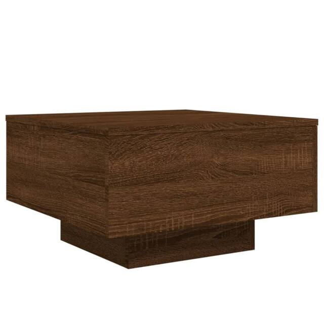 Berkfield Home Modern Coffee Table with LED Lights Brown Oak 55x55x31 cm - Size: 55 x 55 x 31 cm - image 1