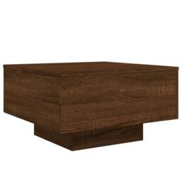 Berkfield Home Modern Coffee Table with LED Lights Brown Oak 55x55x31 cm - Size: 55 x 55 x 31 cm - thumbnail 1