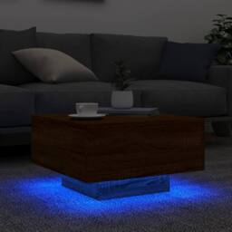Berkfield Home Modern Coffee Table with LED Lights Brown Oak 55x55x31 cm - Size: 55 x 55 x 31 cm - thumbnail 4
