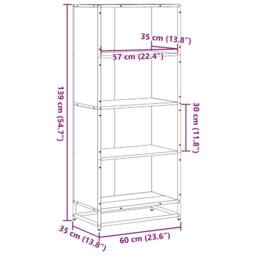 Berkfield Home Bookcase Grey Sonoma 60x35x139 cm Engineered Wood - Size: 60 x 35 x 139 cm - thumbnail 9