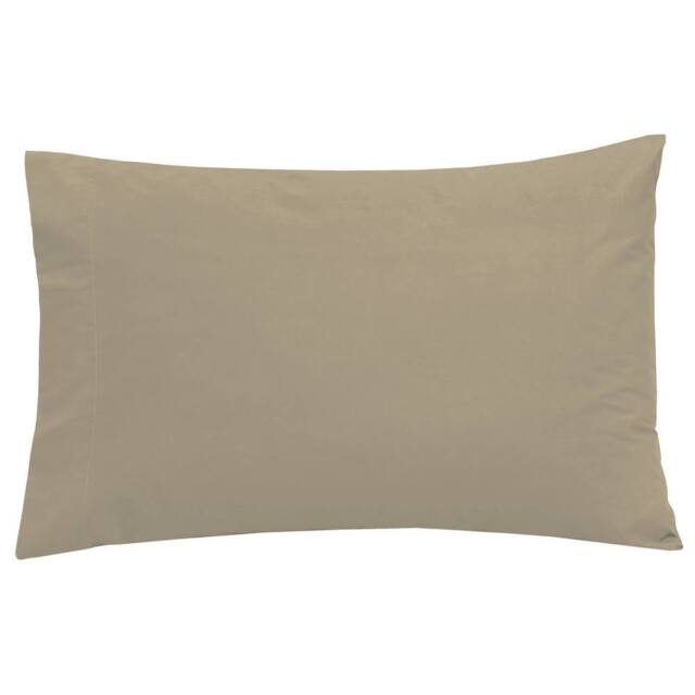 Smart Living Polycotton Housewife Pillowcases Pair 180 Thread Count in Taupe - Size: Standard Pillow Case - image 1