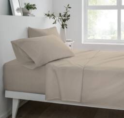 Smart Living Polycotton Housewife Pillowcases Pair 180 Thread Count in Taupe - Size: Standard Pillow Case - thumbnail 2