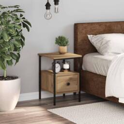 Berkfield Home Durable Bedside Cabinet Artisan Oak 34x36x50 cm Engineered Wood in Brown - Size: 34 x 36 x 50 cm - thumbnail 2