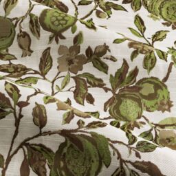 Wylder Tropics Pomegranate Floral Jacquard Pencil Pleat Curtains in Green - Size: 117 cm width x 137 cm drop - thumbnail 4