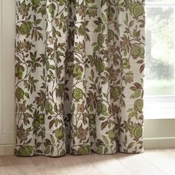 Wylder Tropics Pomegranate Floral Jacquard Pencil Pleat Curtains in Green - Size: 117 cm width x 137 cm drop - thumbnail 3