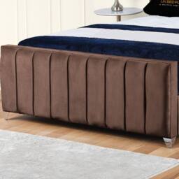 UK Bed Furniture Empire Winged Slatted Base Upholstered Bed with 48 Inch Headboard in Brown - Size: Single - thumbnail 3