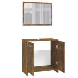 Berkfield Home Bathroom Furniture Set Smoked Oak Engineered Wood in Brown - thumbnail 6