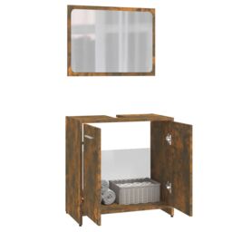 Berkfield Home Bathroom Furniture Set Smoked Oak Engineered Wood in Brown - thumbnail 4