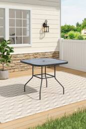 Living and Home Garden Square Tempered Glass Marble Coffee Table in Grey - thumbnail 1