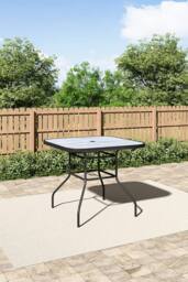 Living and Home Garden Square Tempered Glass Marble Coffee Table in Grey - thumbnail 3