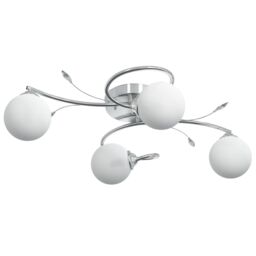 Berkfield Home Ceiling Lamp with Round Glass Shades for 4 G9 LED Lights in White - thumbnail 2