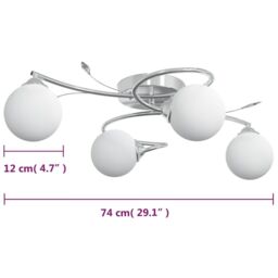 Berkfield Home Ceiling Lamp with Round Glass Shades for 4 G9 LED Lights in White - thumbnail 6