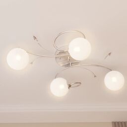 Berkfield Home Ceiling Lamp with Round Glass Shades for 4 G9 LED Lights in White - thumbnail 3