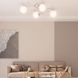 Berkfield Home Ceiling Lamp with Round Glass Shades for 4 G9 LED Lights in White - thumbnail 1