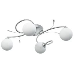 Berkfield Home Ceiling Lamp with Round Glass Shades for 4 G9 LED Lights in White - thumbnail 4