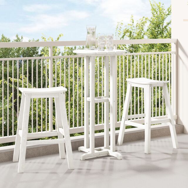 Berkfield Home 3 Piece Garden Bar Set White HDPE - image 1