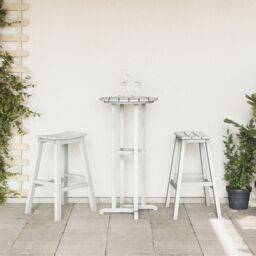 Berkfield Home 3 Piece Garden Bar Set White HDPE - thumbnail 4