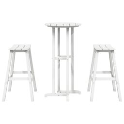 Berkfield Home 3 Piece Garden Bar Set White HDPE - thumbnail 7