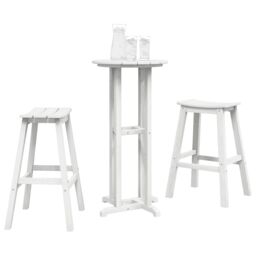 Berkfield Home 3 Piece Garden Bar Set White HDPE - thumbnail 3