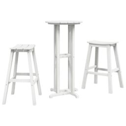 Berkfield Home 3 Piece Garden Bar Set White HDPE - thumbnail 2