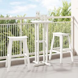 Berkfield Home 3 Piece Garden Bar Set White HDPE - thumbnail 1