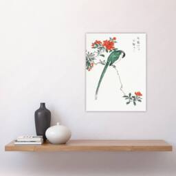 "Artery8 Long Tailed Tit & Pomegranate Tree Vintage Wall Art Print Kashu - Size: W12"" x H16""" - thumbnail 4