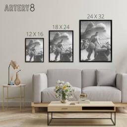 "Artery8 Approaching Storm in Wheat Field Grant Wood Framed Canvas Wall Art in Grey - Size: W12"" x H16""" - thumbnail 4
