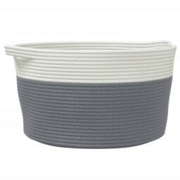 Berkfield Home Storage Basket Grey & White √ò40x25 cm Cotton - Size: 40x25 cm - thumbnail 2