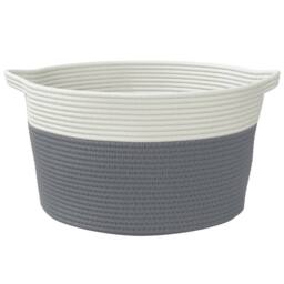 Berkfield Home Storage Basket Grey & White √ò40x25 cm Cotton - Size: 40x25 cm - thumbnail 4