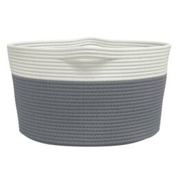 Berkfield Home Storage Basket Grey & White √ò40x25 cm Cotton - Size: 40x25 cm - thumbnail 5