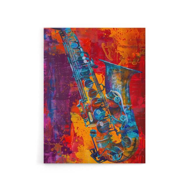 "Artery8 Acid Jazz Music Saxophone Canvas Abstract Wall Art - Size: W18"" x H24""" - image 1