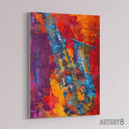 "Artery8 Acid Jazz Music Saxophone Canvas Abstract Wall Art - Size: W18"" x H24""" - thumbnail 2