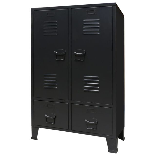Berkfield Home Wardrobe Metal Industrial Style 67x35x107 cm Black - Size: 67 x 35 x 107 cm - image 1