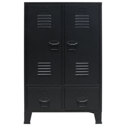 Berkfield Home Wardrobe Metal Industrial Style 67x35x107 cm Black - Size: 67 x 35 x 107 cm - thumbnail 2