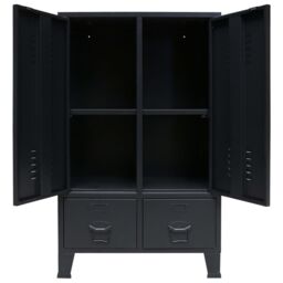 Berkfield Home Wardrobe Metal Industrial Style 67x35x107 cm Black - Size: 67 x 35 x 107 cm - thumbnail 4