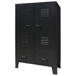 Berkfield Home Wardrobe Metal Industrial Style 67x35x107 cm Black - Size: 67 x 35 x 107 cm - thumbnail 1