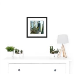 Artery8 Sicurezza Alley Of Itri Painting 8X8 Inch Square Wooden Framed Wall Art Print Picture with Mount in Black - thumbnail 2