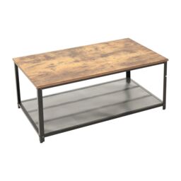 Xample Coffee Table Rustic Wooden Brown Grain Finish Living Room Storage Shelf 2 Tier - thumbnail 3