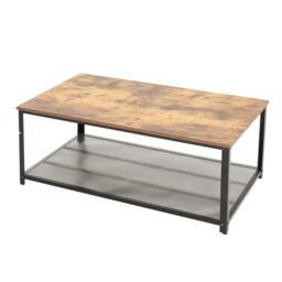 Xample Coffee Table Rustic Wooden Brown Grain Finish Living Room Storage Shelf 2 Tier - thumbnail 4
