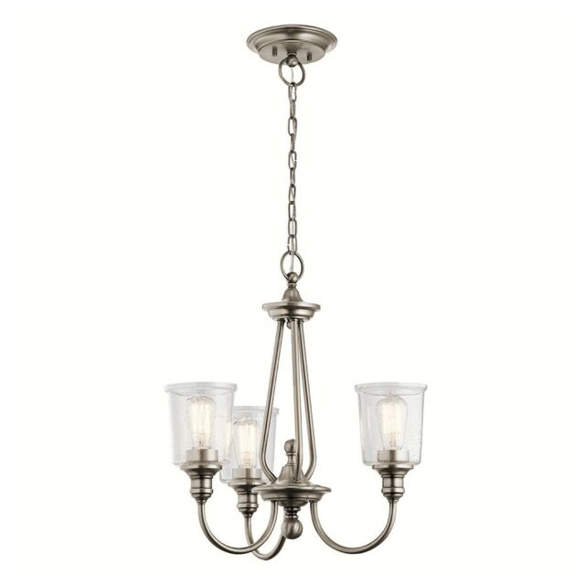 Loops 3 Bulb Chandelier Hanging Pendant LIght Classic Pewter LED E27 60W Bulb