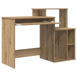 Berkfield Home Desk with Storage Artisan Oak 120.5x44x88.5 cm Engineered Wood in Brown - thumbnail 4