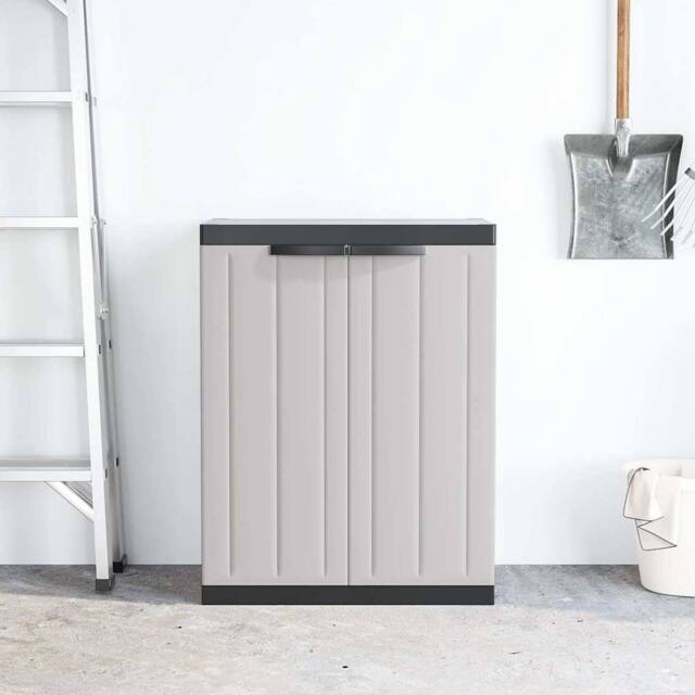 Berkfield Home Outdoor Storage Cabinet Grey & Black 65x37x85 cm PP - Size: 65 x 37 x 85 cm - image 1