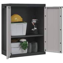 Berkfield Home Outdoor Storage Cabinet Grey & Black 65x37x85 cm PP - Size: 65 x 37 x 85 cm - thumbnail 4