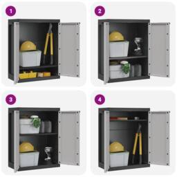 Berkfield Home Outdoor Storage Cabinet Grey & Black 65x37x85 cm PP - Size: 65 x 37 x 85 cm - thumbnail 9