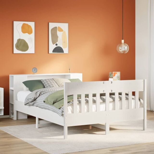 Berkfield Home Bookcase Bed without Mattress White 140x200cm Solid Wood Pine - Size: 140x200 cm - image 1