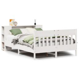 Berkfield Home Bookcase Bed without Mattress White 140x200cm Solid Wood Pine - Size: 140x200 cm - thumbnail 2
