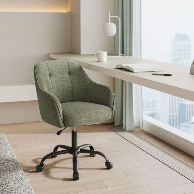 SONGMICS Swivel Home Office Desk Chair with Armrests Adjustable Height in Dark Green - image 1