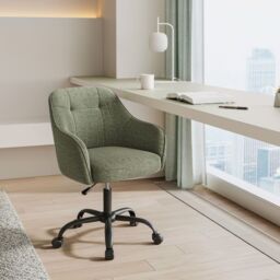 SONGMICS Swivel Home Office Desk Chair with Armrests Adjustable Height in Dark Green - thumbnail 1